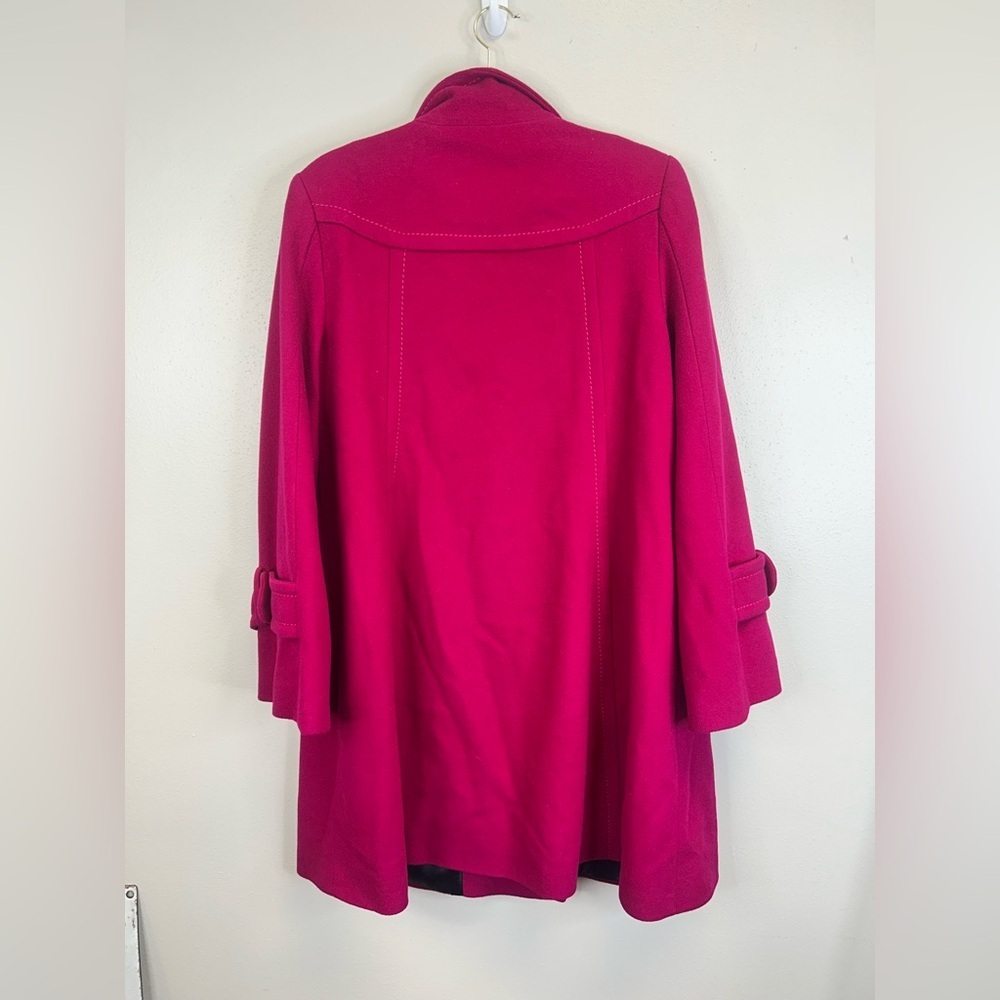 Fushia Parka Coat Fine Australian Lambswool Size 8 Fall Winter Outdoors Retro - Picture 14 of 16